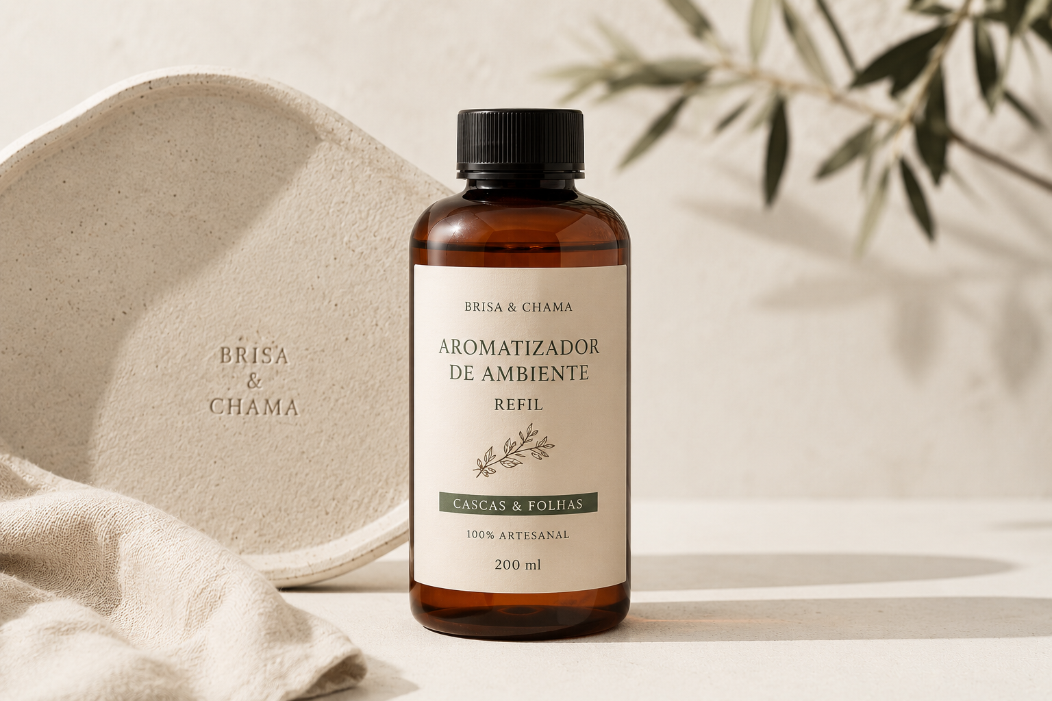 Aromatizador de ambiente refil 200ml Brisa & Chama Cascas e Folhas