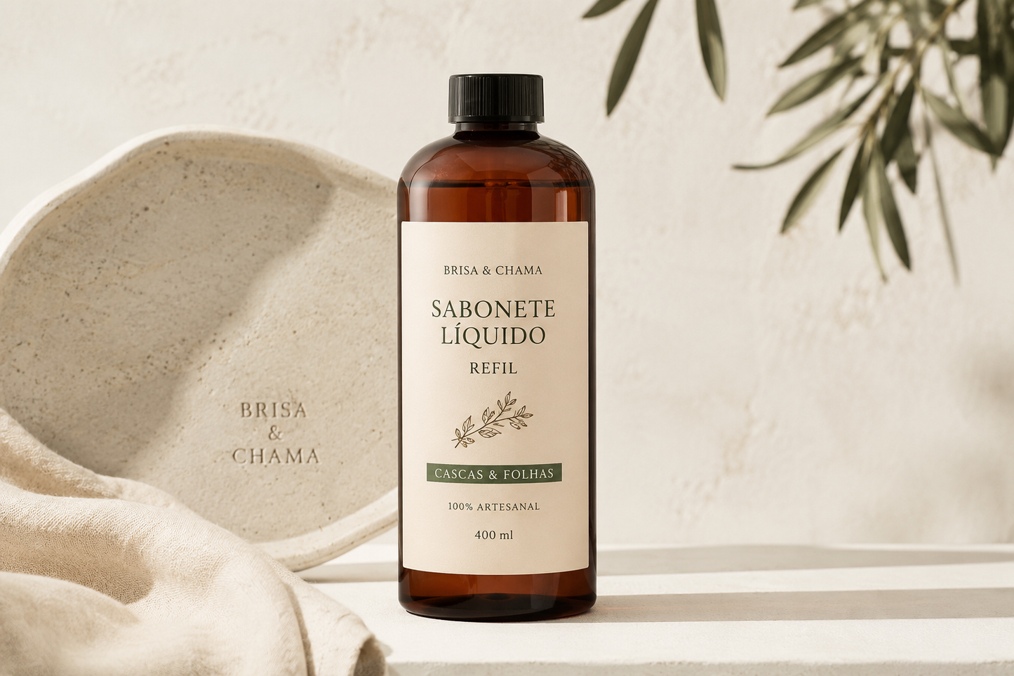 Sabonete líquido para mãos refil 400ml Brisa & Chama Cascas e Folhas