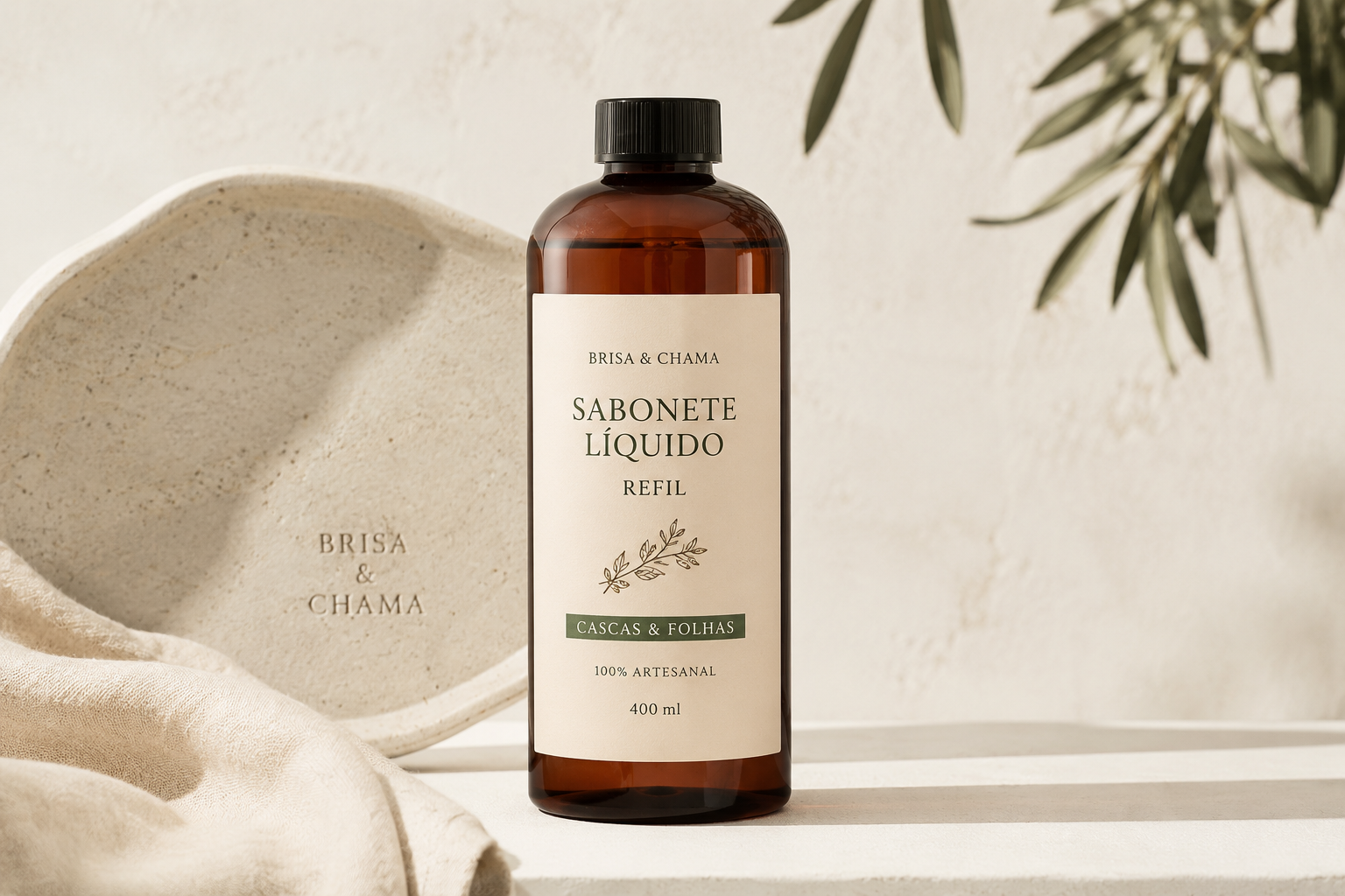 Sabonete líquido para mãos refil 400ml Brisa & Chama Cascas e Folhas